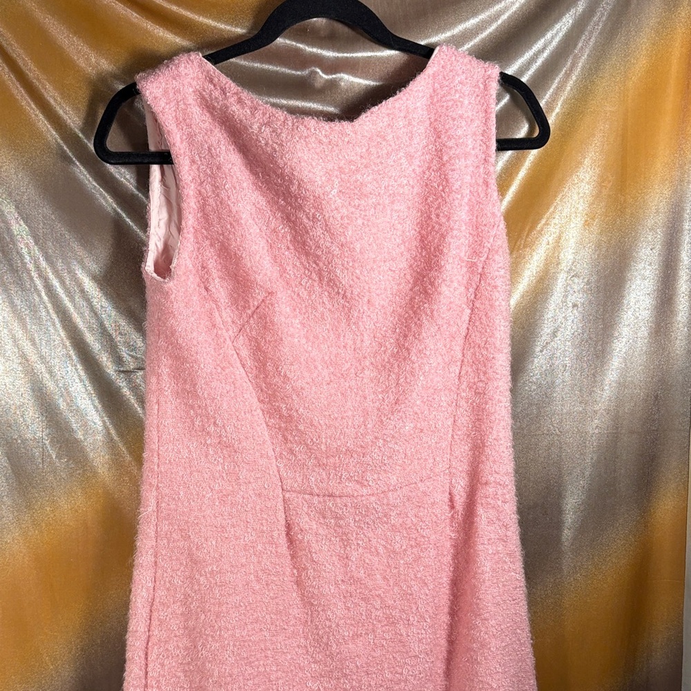Vintage 1950’s 40 chest‎ nubby Pink Sleeveless Dress. Box T